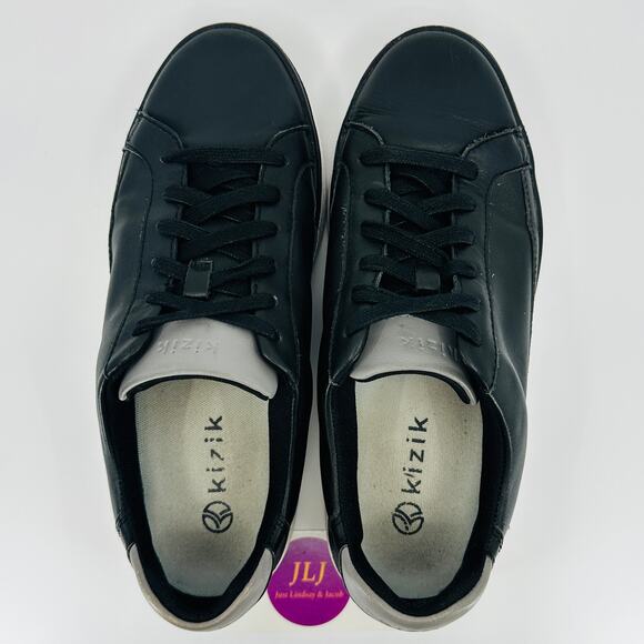 Kizik Men's Vegas Black Leather Slip On Hands Free Sneakers Size 8 Wide (EE) - Picture 9 of 11